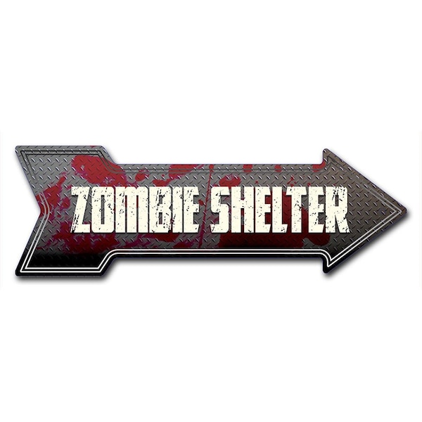 Zombie Shelter Arrow Decal Funny Home Decor 24in Wide